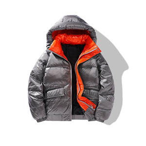 2021 Otoño Invierno chaqueta acolchada para hombre Color sólido cierre de cremallera prendas de vestir exteriores con bolsillos de cuello levantado hechos de lona - Product Image 5