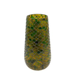 Ensemble de 3 vases à fleurs ronds en verre couleur mosaïque ambre vert Vase à fleurs nordiques de grande taille pour décoration de Table et de mariage - Product Image 1