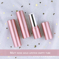Tube de rouge à lèvres cylindrique vide Unalilia XP15 en plastique noir et or rose, emballage de baume à lèvres pour femme, moulage par injection de haute qualité, vente chaude