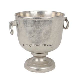 Seau à vin de grande forme couleur argent avec poignée en corde de couleur bleue seaux à glace décoratifs pour bar de table et pub à bas prix - Product Image 5