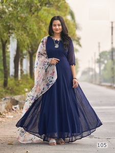 Vestido Kurti Tradicional Indio de Georgette con Estampado Digital y Dupatta para Mujer - Product Image 6