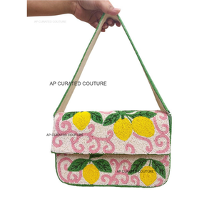 Bolso de hombro multicolor con cuentas hecho a mano de lujo a la moda, diseño elegante, mini bolso con cremallera para mujeres y niñas - Product Image 2