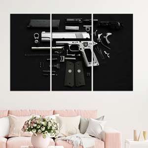 Impression sur toile murale détaillée d'un fusil démonté pour la décoration de garage, LOT DE 3 TOILES - Product Image 1