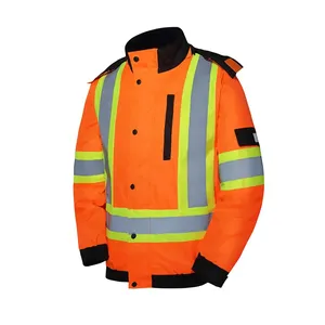 Men High Visibility Reflective Waterproof Hood Jacket For Safety Wear / Workwear Safety Worker Jacket With Low MOQ