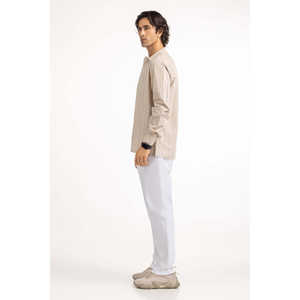 Chemises décontractées pour hommes, double boutonnage, 100 % coton, popeline rayée, teinture unie, approvisionnement ODM - Product Image 3