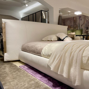 King <b>Set</b> Furniture Double Modern Simple Tall Headboard White Velvet Luxury Solid Wood Kingsize Queen Bed Frame <b>Set</b> - Product Image 1