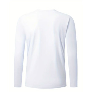 Camisa de manga larga para hombre con cuello redondo y color sólido para atuendos formales de negocios o informales. - Product Image 2