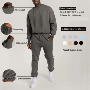 Luxury Custom Private Label Men Crewneck Sweatsuit Unisex Tracksuit With logo Custom <b>Embroidery</b> Tracksuit for Men - Product Image 2