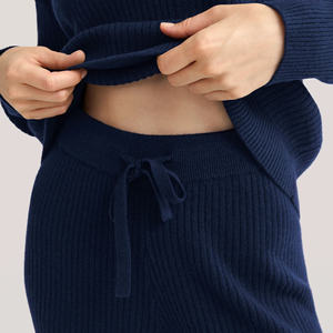 Ensemble deux pièces décontracté pour femme Printemps/Été Respirant 100% coton Tissu tricoté Longueur au-dessus du genou Col rond Imprimé uni Écologique - Product Image 2