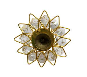 Akhand Diya <b>Brass</b> Crystal <b>Oil</b> <b>Lamp</b> Tea Light Holder Decorative Metal Crafts with Glass Puja Pooja Decorative Articles Gifting - Product Image 2