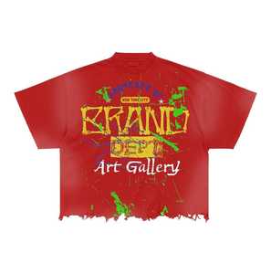 100% coton de qualité supérieure hommes surdimensionné tendance Fit détresse bas T-Shirt personnalisé bouffée impression bas quantité minimale de commande Logo personnalisé - Product Image 5