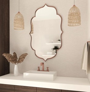 Asymmetrical <b>Flower</b> <b>Mirror</b> Elegant Home Decor Gold Frame - Product Image 3