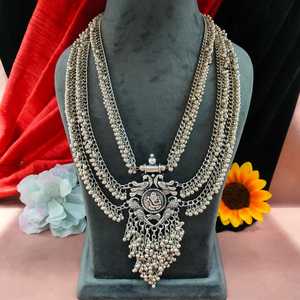 Timeless Fashion <b>Charm</b> Versatile Oxidised Long <b>Necklace</b> Set Effortlessly Pairs with Traditional Ethnic and Modern Attire - Product Image 1