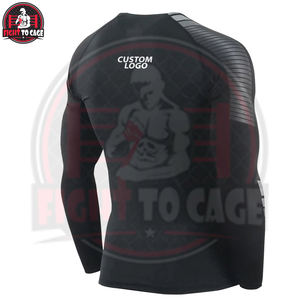 เสื้อรัดกล้ามเนื้อ MMA คุณภาพดีที่สุด ผลิตในปากีสถาน สีดำเทา แห้งเร็ว แขนยาว ผ้าโพลีเอสเตอร์/สแปนเด็กซ์/ไนลอน 220 กรัม - Product Image 4
