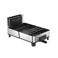 WIREKING Égouttoir à vaisselle extensible en acier inoxydable avec plateau pliable et compartiment pour assiettes et ustensiles pour la cuisine