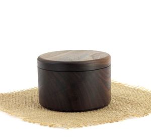 Juego de 3 azucareros de madera de roble con tapa Utensilios de cocina de forma redonda Juego de cuencos para sal y pimienta Precio duradero y asequible - Product Image 3