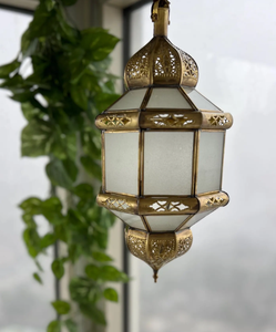 โคมไฟแขวนดีไซน์แบบโมร็อกโกทองเหลืองโบราณที่หรูหราผู้ถือเทียนเซรามิกสำหรับการตกแต่งภายในบ้านหรูหราการตกแต่งห้องนั่งเล่น - Product Image 2