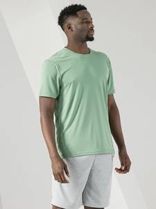 เสื้อยืดฟิตเนสผู้ชาย ผ้าฝ้าย 100% ระบายอากาศได้ดี น้ำหนักเบา คอกลม แขนสั้น สีพื้น รับสกรีนโลโก้ OEM ODM ชุดกีฬา - Product Image 5