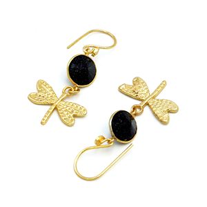 ต่างหูระย้ารูปผีเสื้อสีฟ้าทำด้วยมือ | งานแต่งงานของผู้หญิงชุบทอง18K สุดหรู | ผู้ส่งออกผู้ผลิตจากอินเดีย - Product Image 2