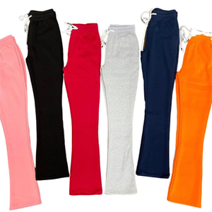 Pantalones Deportivos Unisex Casuales de Pierna Ancha, Cintura Elástica, Color Sólido, Logotipo Personalizado con Letras Impresas, Estilo Cargo, Jogging, Apilados, 100% Algodón, Corte Medio - Product Image 2