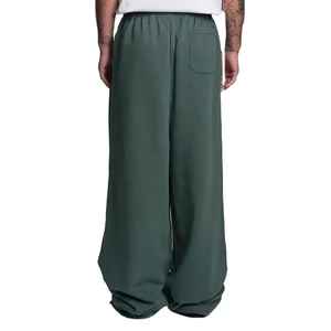 Custom for Hem French Terry Regular 100% Cotton Mid Waist Plain Solid Wide Leg <b>Jogger</b> Stack <b>Baggy</b> Men Flared Sweatpants Trousers - Product Image 2