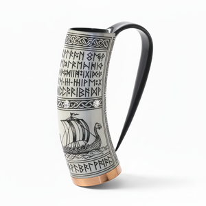 Mug classique en corne gratuit pour bière et café avec poignée, finition polie, écologique, compatible lave-vaisselle - Cadeau Crescent Crafts - Product Image 4