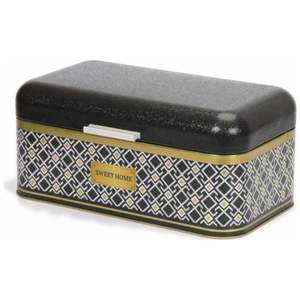 209x365x120mm Boîte à pain noire 9L Couvercle à charnière Rectangulaire Conteneur de stockage des aliments Motif sans couture Conception Lignes géométriques - Product Image 4