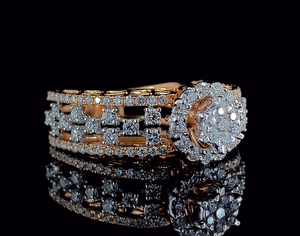 Bague de fiançailles en diamant de laboratoire de 0,50 CTW, certifiée SGL, or massif 14 carats, design multi rangs - Product Image 3