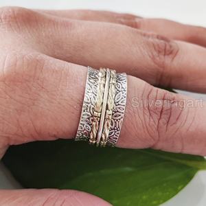 Vente en gros de bagues de méditation en argent sterling 925 pour femmes bagues de pouce faites à la main bijoux de fête anxiété pour hommes bagues spinner - Product Image 5