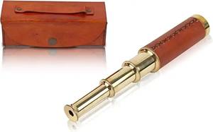 หนังสีดำและกล้องโทรทรรศน์ทองเหลืองวินเทจทะเล Spyglass ของขวัญตกแต่งทะเล - Product Image 6