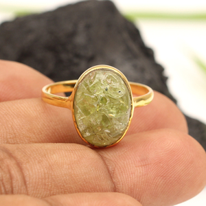 Trusted Custom Trendy Christian Fine Jewelry Unique Natural Mohave <b>Peridot</b> 10x14mm Oval <b>Ring</b> 925 Sterling Silver 18K <b>Gold</b> Plated - Product Image 1