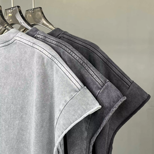 Vente en gros 100% coton vintage soleil délavé sans manches T-shirts surdimensionné délavé débardeurs personnalisé broderie impression tricoté décontracté - Product Image 2