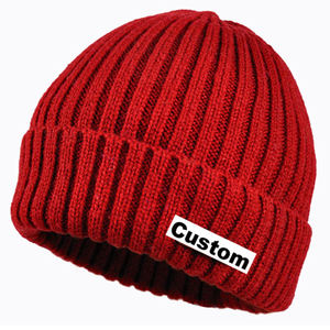 Wholesale Custom Winter Warm Knitted <b>Beanie</b> for Adults Casual Cuffed Cycling Ribbed <b>Wool</b> for Beach Use - Product Image 2