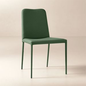 Silla de comedor verde minimalista moderna con tapicería texturizada y patas de metal delgadas para interiores contemporáneos elegantes - Product Image 2