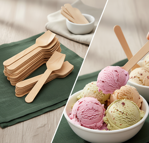 Cuillères en bois de 95 mm pour desserts et yaourts glacés, mini-cuillères en bois de bouleau de qualité alimentaire pour la restauration et les fêtes - Product Image 3