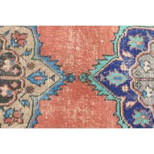 2.2x12.3 ft Vintage Rug, Turkish <b>Runner</b> Rug, <b>Red</b> Polka dot Wool Rug - Product Image 5