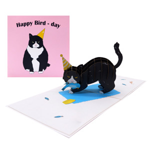 Venta al por mayor Feliz cumpleaños gato tarjeta hecha a mano papel rosa ramo Pop-up Kirigami diseño perfecto estilo Animal recuerdo de Vietnam - Product Image 3