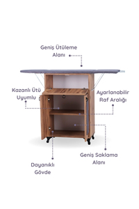 Tabla de planchar plegable / Armario para planchar – Estructura de pino, diseño floral marrón - Product Image 5
