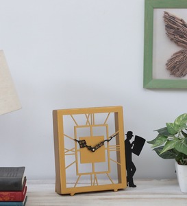 Elegant Golden Iron Desk <b>Clock</b> Modern & Contemporary Roman Numeral Silent Rectangular Quartz <b>Movement</b> - Product Image 2