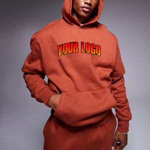 Sweat-shirts d'hiver pour hommes en coton 100% poids lourd, logo personnalisé DTF/brodé, couleur unie, coupe régulière, vêtements de rue confortables, basiques - Product Image 1