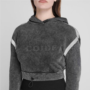 2025 Otoño Invierno ropa mujer suave Crop Top sudaderas con capucha de manga larga Casual algodón personalizado Crop Top sudaderas con capucha - Product Image 4