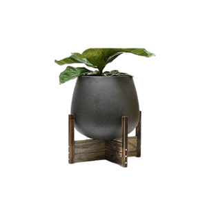 Pot de fleurs bleu mat de qualité supérieure en fer jardinière de forme ronde de taille personnalisée pour fournisseur de gros - Product Image 5