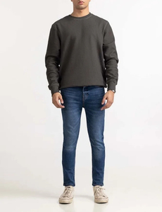 Premium Quality Heavyweight 100% Cotton Embroidered Custom Logo Fleece Crewneck Pullover Sweatshirt Men Winter Windproof BROOXLY - Product Image 4