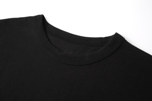 Custom Printed Solid O-<b>Neck</b> <b>T</b>-<b>Shirt</b> for Women Heavyweight 220g Combed Cotton Digital Short Sleeve Black Oversized Fit <b>Low</b> MOQ - Product Image 3