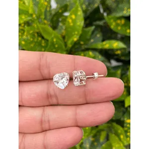 925 Silver <b>Stud</b> <b>Earrings</b> with Crystal Quartz Heart Elegant Crystal Jewelry - Product Image 2