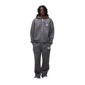 Conjunto Deportivo de Felpa de Algodón Grueso con Sudadera con Cremallera y Bolsillos Amplios, Pantalones Deportivos de Corte Holgado, Ropa Urbana al por Mayor OEM - Product Image 1