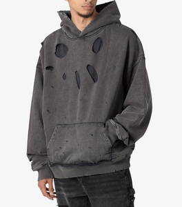 Sudadera con capucha desgastada de algodón 100% de gran tamaño, sudadera gótica Vintage con hombros Caídos para hombres y mujeres, ajuste holgado lavado 2025 - Product Image 3