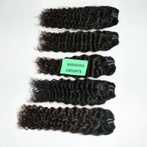 100% non traité Double trame Machine vierge indienne Temple Extensions de cheveux humains naturel doux bouclés faisceaux noir couleur vague Curl - Product Image 3