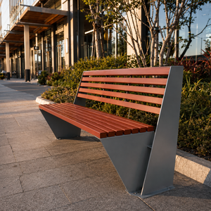 Panca da Esterno Commerciale per Parco, Struttura in Acciaio Inossidabile, Doghe in Legno WPC, Seduta Pubblica per Giardino e Strada, OEM - Product Image 2