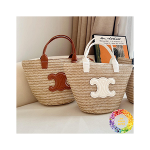 Sac de plage en jonc de mer à la mode sac à main en paille tissé à la main avec poche intérieure spacieuse pour les achats quotidiens et les vacances en bord de mer - Product Image 3